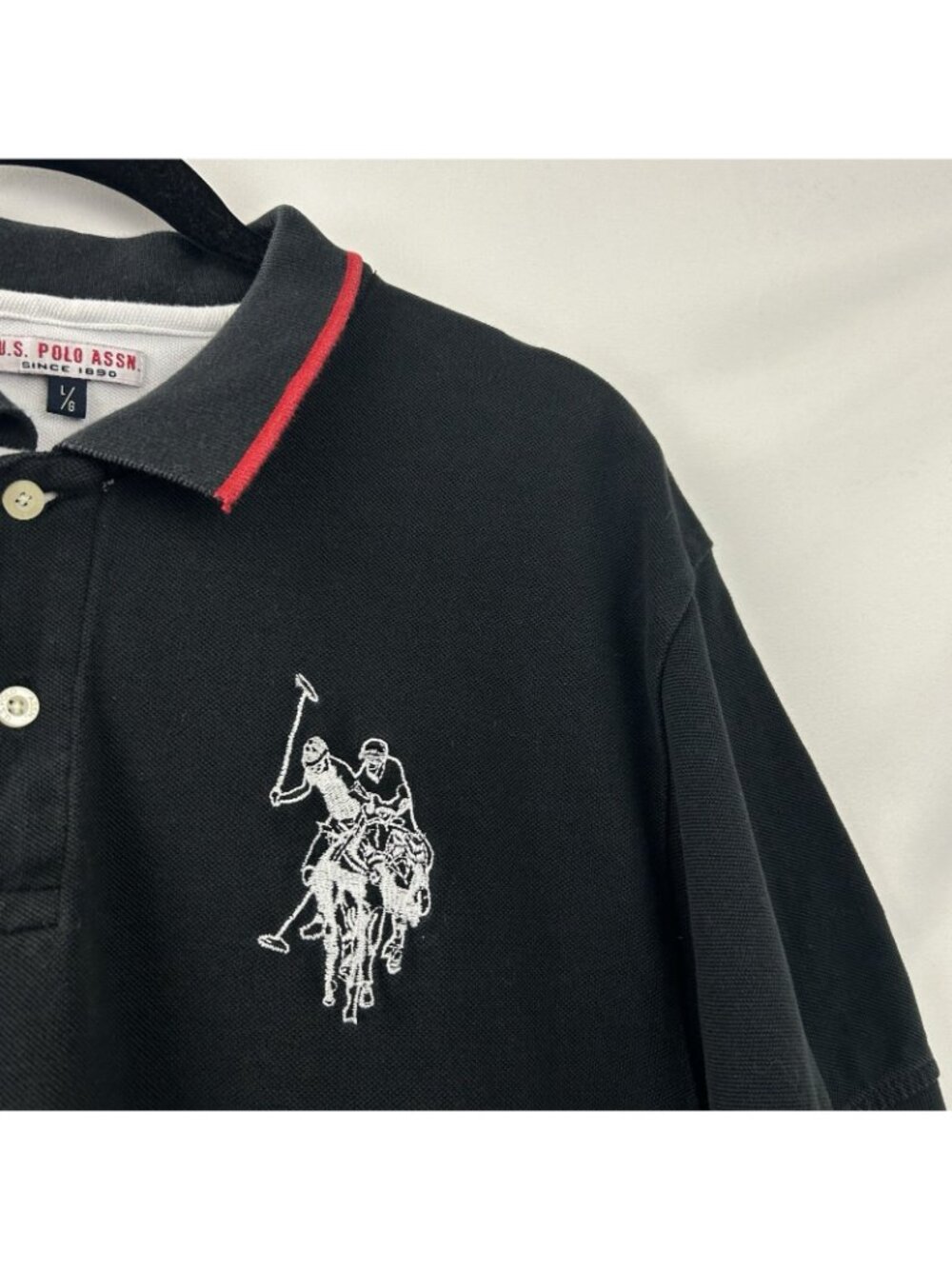 U.S. Polo Assn Rugby Polo Shirt Mens Large Big Logo #3 Navy Blue Short Sleeve - Picture 10 of 13
